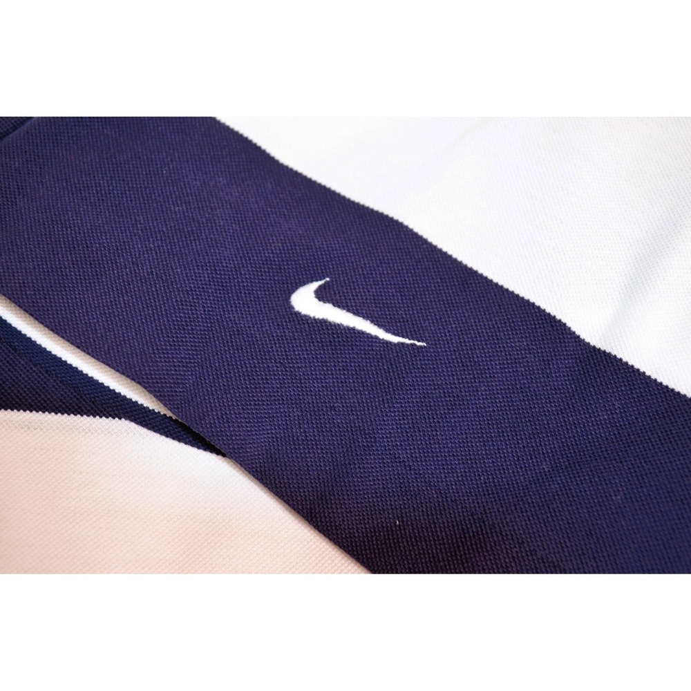 Nike Rugby Style Polo‎ Shirt Mens XL Colorblock Striped Navy Blue & White - Picture 6 of 16